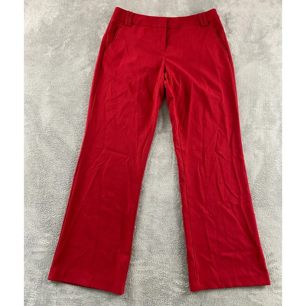 New York & Company Stretch Red Dress Pants Womens 12 Straight Leg Workwear